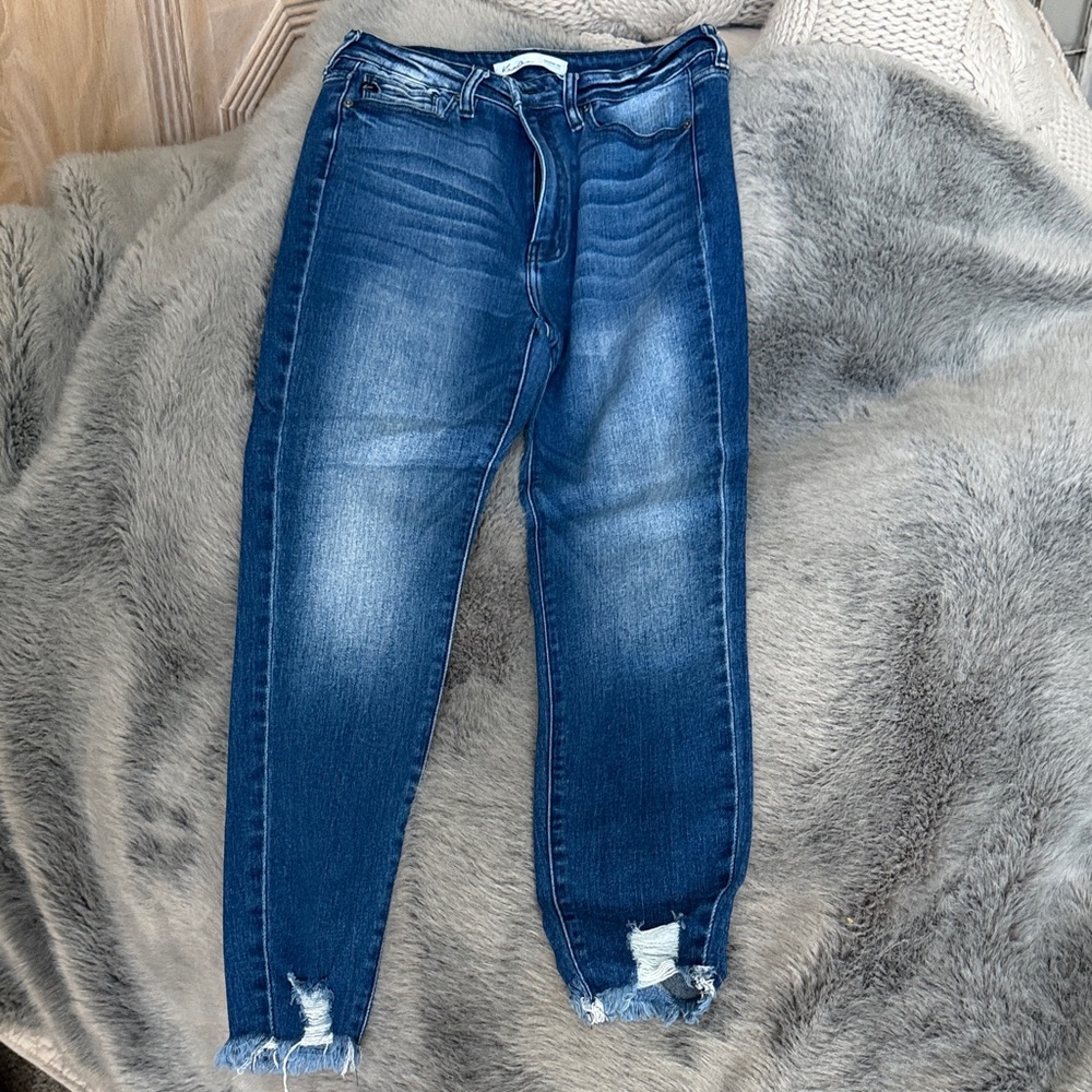 KanCan Women's Dark Blue Distressed Skinny Jeans